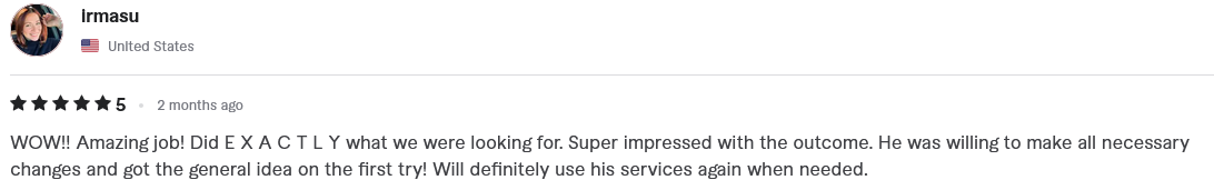 Verified 5-star Fiverr client review