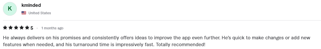 Verified 5-star Fiverr client review