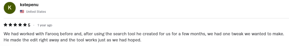 Verified 5-star Fiverr client review
