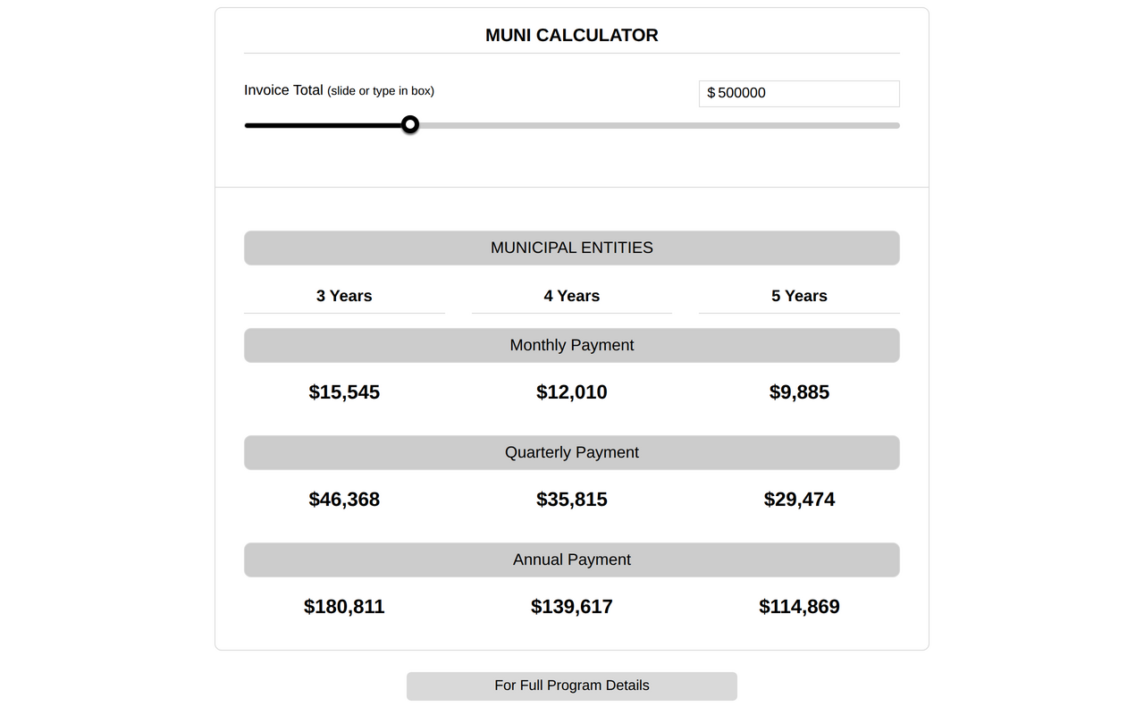 MUNI Bond Payment Calculator