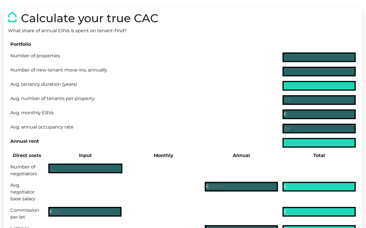 Property Lettings CAC Calculator
